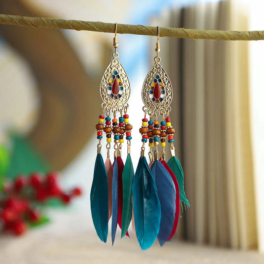 Feather Retro Folk Style Earrings