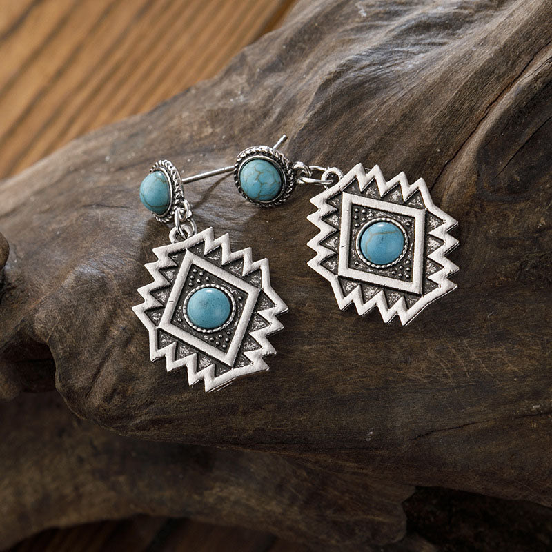 Diamond Turquoise Vintage Drop Earrings