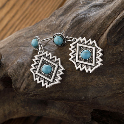 Diamond Turquoise Vintage Drop Earrings