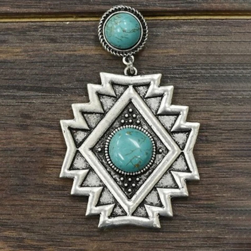 Diamond Turquoise Vintage Drop Earrings