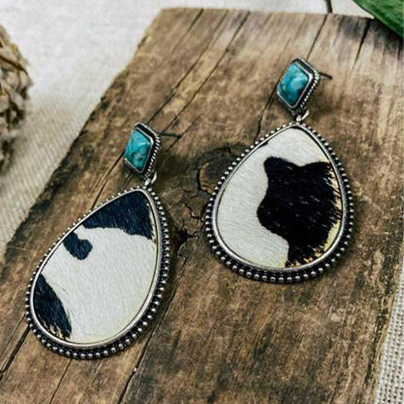 Cow Leopard Print Alloy Earrings