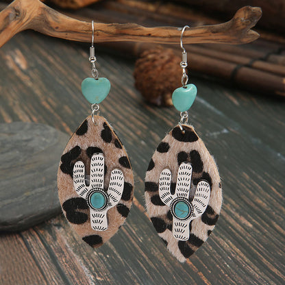 Leopard Cactus Leopard Drop Earrings