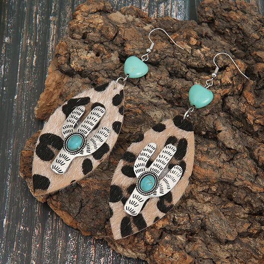 Leopard Cactus Leopard Drop Earrings