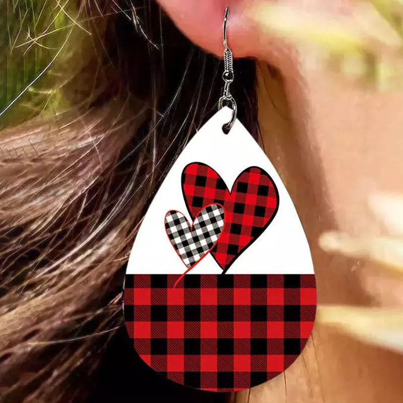Classic Plaid Heart Earrings